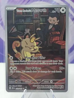 Pokemon TCG Team Rockets Meowth 203/182 Illustration Rare Destined Rivals NM - Image 1