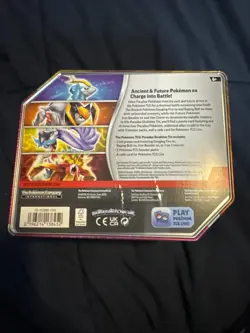 2024 Pokemon Paradox Destinies Gourging Fire Tin 5 Booster Packs Sword & Shield - Image 2