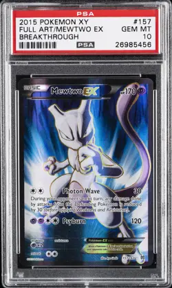 2015 POKEMON XY BREAKTHROUGH #157 FULL ART/MEWTWO EX PSA 10 - Image 1