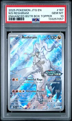 2025 Pokemon Journey Together #167 N'S Reshiram Box Topper PSA 10 - Image 1