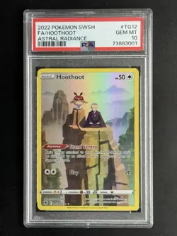 2022 Pokemon Sword and Shield Astral Radiance #TG12 Hoothoot Full Art PSA 10 - Image 1