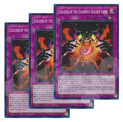 Yugioh Eldlixir of the Glorious Golden Land x 3 - 1st Super Rare NM - Free Holo - Image 1