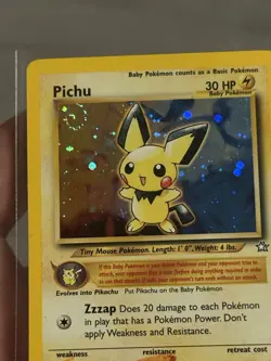 Pokemon Neo Genesis Holo Pichu 12/111 WITH SWIRL Vintage WOTC Pokemon Card - Image 3