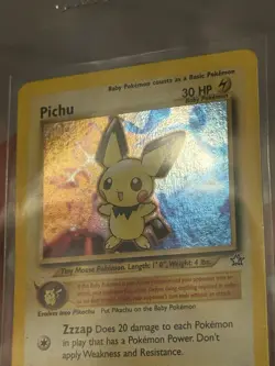 Pokemon Neo Genesis Holo Pichu 12/111 WITH SWIRL Vintage WOTC Pokemon Card - Image 4