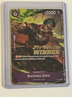 One Piece TCG Roronoa Zoro Super Pre-Release Foil Card - Image 1