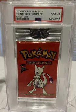 1/1 Heavy Weighted Vintage Graded PSA 10 Pokemon Card Base Set 2 MEWTWO Pack - Image 1