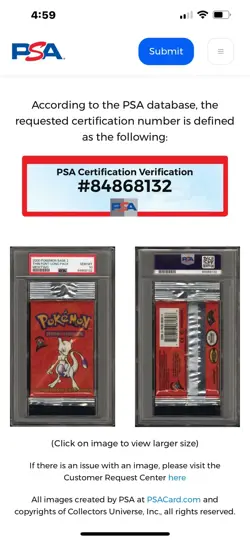 1/1 Heavy Weighted Vintage Graded PSA 10 Pokemon Card Base Set 2 MEWTWO Pack - Image 3