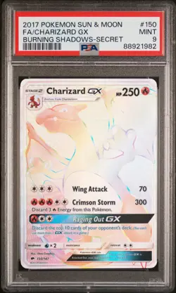 2017 POKEMON SUN & MOON BURNING SHADOWS SECRET #150 FULL ART/CHARIZARD GX PSA 9 - Image 1