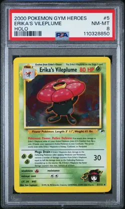 2000 POKEMON GYM HEROES ERIKA'S VILEPLUME #5 HOLO NM-MT 8 - Image 1