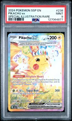 2024 POKEMON SSP EN-SURGING SPARKS SPECIAL ILLUSTRATION RARE PIKACHU EX PSA 9 - Image 1