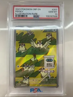 2023 Pokemon Pidgey Illustration Rare OBF-EN- S&V #207/197 PSA 10 - Image 1