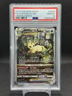 2023 POKEMON SWORD & SHIELD CROWN ZENITH #GG35 FULL ART/LEAFEON VSTAR PSA 10 - Image 1