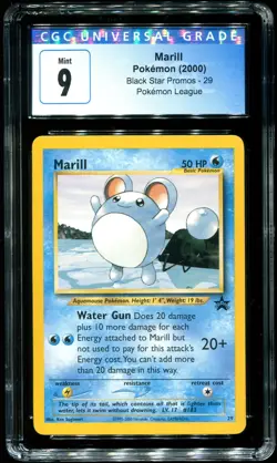 CGC 9 Marill Black Star Promo Pokemon League 2000 Pokemon #29 - Image 1