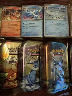 Prismatic Evolutions Mini Tins Full Set Of 8 w/Art Cards Coins & PromosNo Packs - Image 4