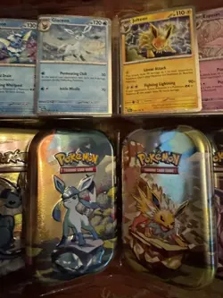 Prismatic Evolutions Mini Tins Full Set Of 8 w/Art Cards Coins & PromosNo Packs - Image 5