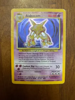 Alakazam 1/102 Base Set Holo Rare Vintage Pokemon Card TCG - Image 1