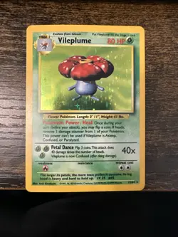 Pokemon TCG Vileplume Holo Unlimited Rare Card Jungle 15/64 No Symbol - Image 1
