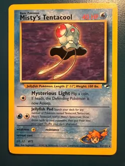 Rare Pokemon TCG Misty's Tentacool Gym Heroes 32/132 Unlimited Rare Card LP/NM - Image 1