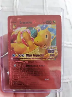 Dragonite V & Vstar Foil Fan Art Vinyl Textured Collector Card Red & Lime Green - Image 3