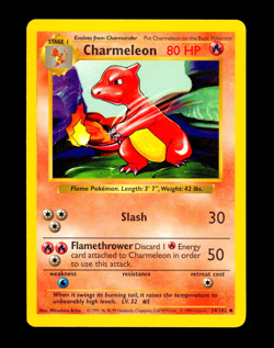 1999 Pokemon CHARMELEON Base Set SHADOWLESS Misprint LOW INK ERROR Card 24/102 - Image 1