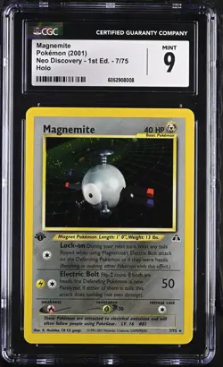 CGC 9 MINT Magnemite Neo Discovery 1st Edition 7/75 Holo Pokemon Card - Image 1