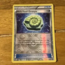 REVERSE HOLO Pokemon TCG Card XY Fates Collide Helix Fossil Omanyte 102/124 - Image 1