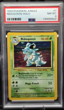 Pokemon TCG Nidoqueen Jungle 7/64 Holo Unlimited Holo Rare PSA 8 - Image 1