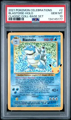 Blastoise Holo 2 Celebrations Classic Collection Pokemon PSA 10 - Image 1