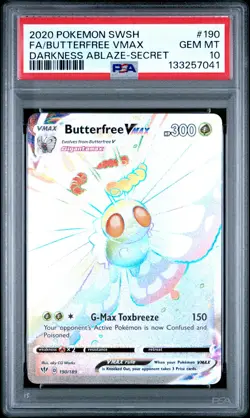 2020 Pokemon Sword & Shield Darkness Ablaze #190 Butterfree Vmax Secret PSA 10 - Image 1