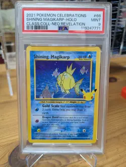 Shining Magikarp Holo Pokemon Celebrations 25th Collection 66/64 PSA 9 MINT - Image 1