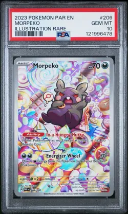 PSA 10 GEM MINT Pokemon Morpeko Paradox Rift Illustration Rare 206/182 - Image 1