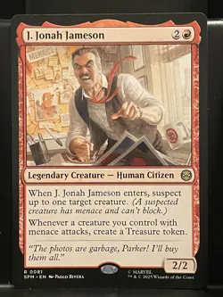 J Jonah Jameson #81 NM/M MTG Spiderman Magic Card Red Rare - Image 1