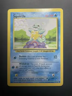 Squirtle Base Set LP 1999-2000 UK 4th Print 63/102 Common Pokemon Card - Image 1