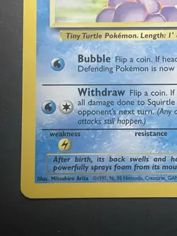 Squirtle Base Set LP 1999-2000 UK 4th Print 63/102 Common Pokemon Card - Image 5