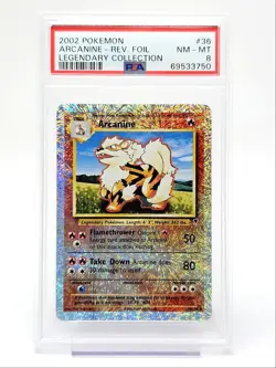 ARCANINE 2002 POKEMON LEGENDARY COLLECTION REVERSE FOIL 36/110 PSA 8 Q1980 - Image 1