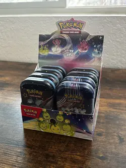 Pokemon Paldean Fates Mini Tin DISPLAY Box (10 Mini Tins) New - Image 1