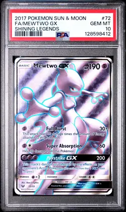 2017 Pokemon Sun and Moon Shining Legends #39 Mewtwo GX PSA 10 Gem Mint - Image 3