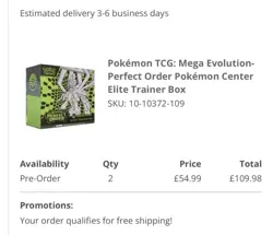 Pokemon TCG Mega Evolutions Perfect Order Pokemon Center Etb Elite Trainer Box - Image 2