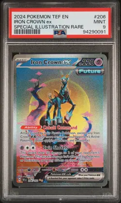 PSA 9 Iron Crown Ex #206 2024 Pokemon Tef En-Temporal Forces - Image 1