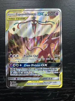Pokemon TCG Espeon & Deoxys GX SM240 Black Star Promo Sun & Moon - Image 1