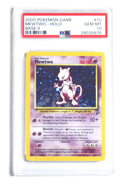 2000 Pokemon Base 2 # 10 Mewtwo Holo PSA 10 Card! GEM MINT! Trusted Seller! - Image 1