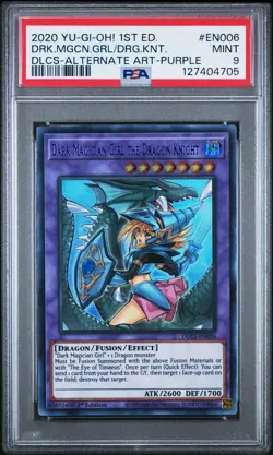 Yugioh PSA 9 Dark Magician Girl the Dragon Knight DLCS-EN006 Alt Art Purple - Image 1