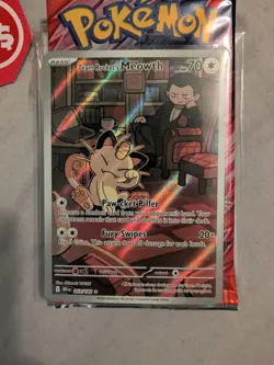 Team Rocket's Meowth 203/182 Sv10 Destined Rivals Card Is Perfect Pack To Sleeve - Image 1