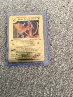 Blaine's Charizard Gold Pokemon Card 100 HP Roaring Flames - Image 2