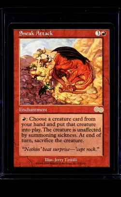 1998 MTG Magic The Gathering Urza's Saga Vintage #218 Sneak Attack - Image 1