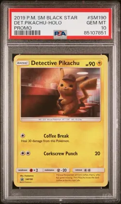 PSA 10 Detective Pikachu SM190 Pokemon Card Black Star Promo 2019 GEM MINT - Image 1