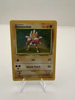 Pokemon TCG Hitmonchan Base Set 7/102 Holo Unlimited Holo Rare MP - Image 1