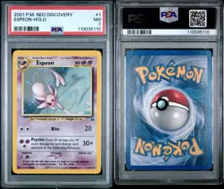 Pokemon Espeon 1/75 PSA 7 NM Neo Discovery Holo Rare Unlimited WOTC 2001 - Image 3