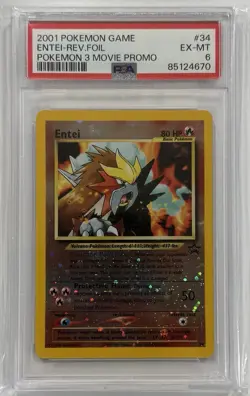 2001 Entei Reverse Holo #34 Pokemon Black Star Promo PSA 6 - Image 1