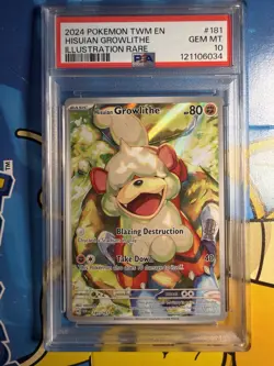 Pokemon Twilight Masquerade Hisuian Growlithe 181 PSA 10 - Image 1